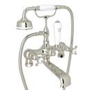 Perrin & Rowe Polished Nickel 19 gpm Wall Mount Exposed Tub Shower Mixer with Double Cross Handle 
