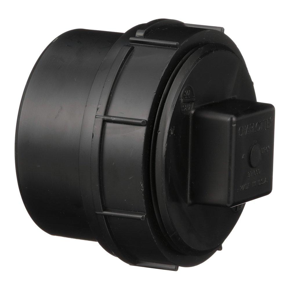 Black ABS DWV Fitting Cleanout Adapter with Plug 