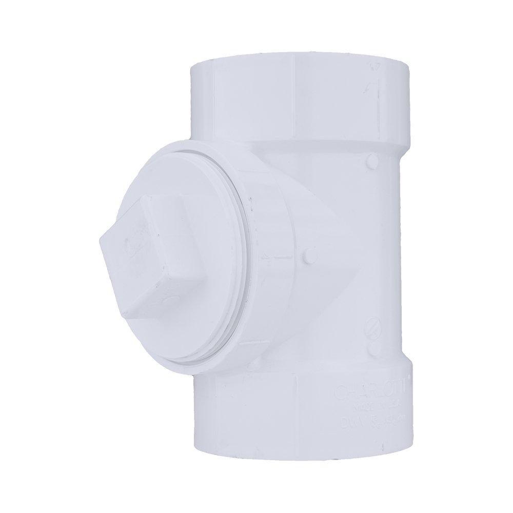 White PVC DWV Cleanout Tee with Plug 