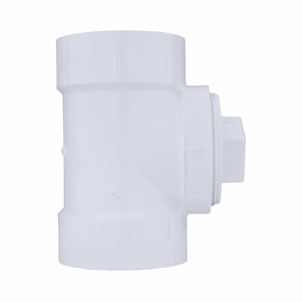 White PVC DWV Cleanout Tee with Plug 
