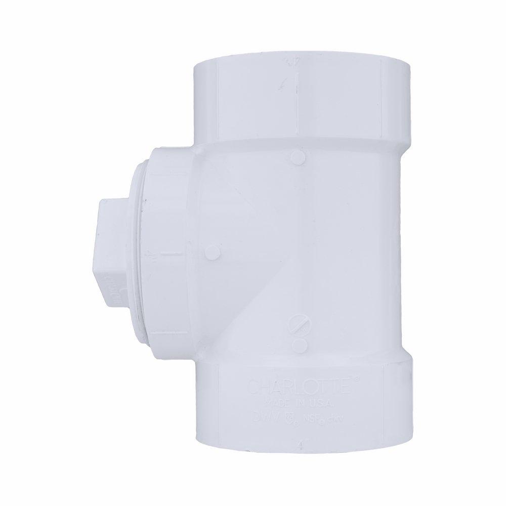 White PVC DWV Cleanout Tee with Plug 