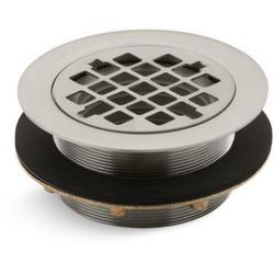 2 in. Brass Shower Drain with 4-1/2 in. Grate in Brushed Nickel