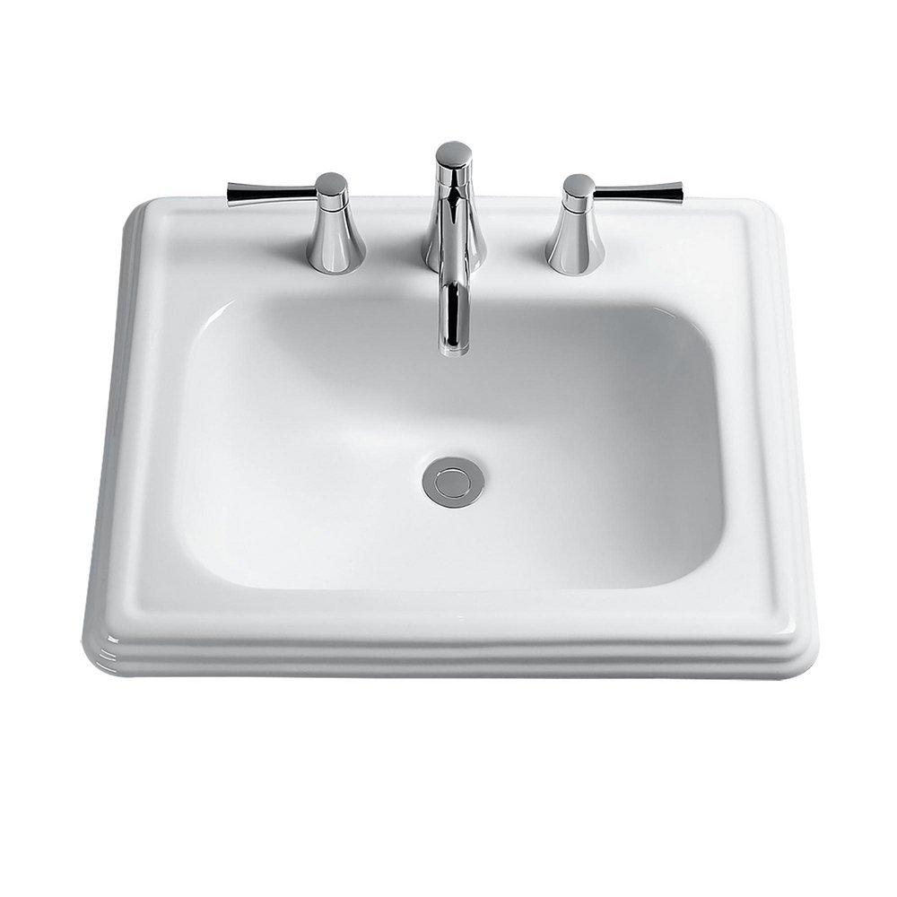 TOTO Cotton 22-1/2 x 18-3/4 in. 3 Hole 1-Bowl Self-rimming Vitreous China Rectangular Bathroom Sink 