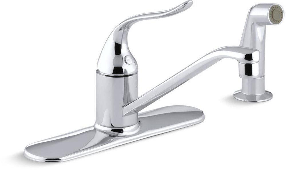 KOHLER Polished Chrome Single Handle Kitchen Faucet with Side Spray 