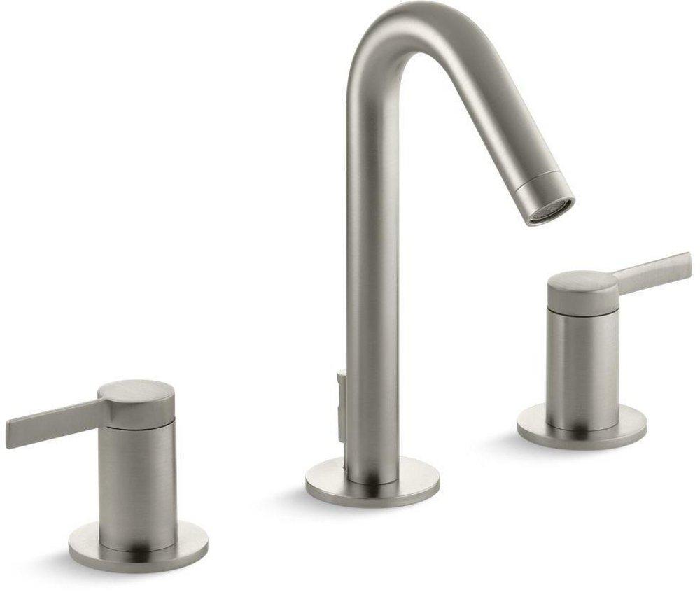 KOHLER Vibrant&reg; Brushed Nickel Two Handle Widespread Bathroom Sink Faucet 