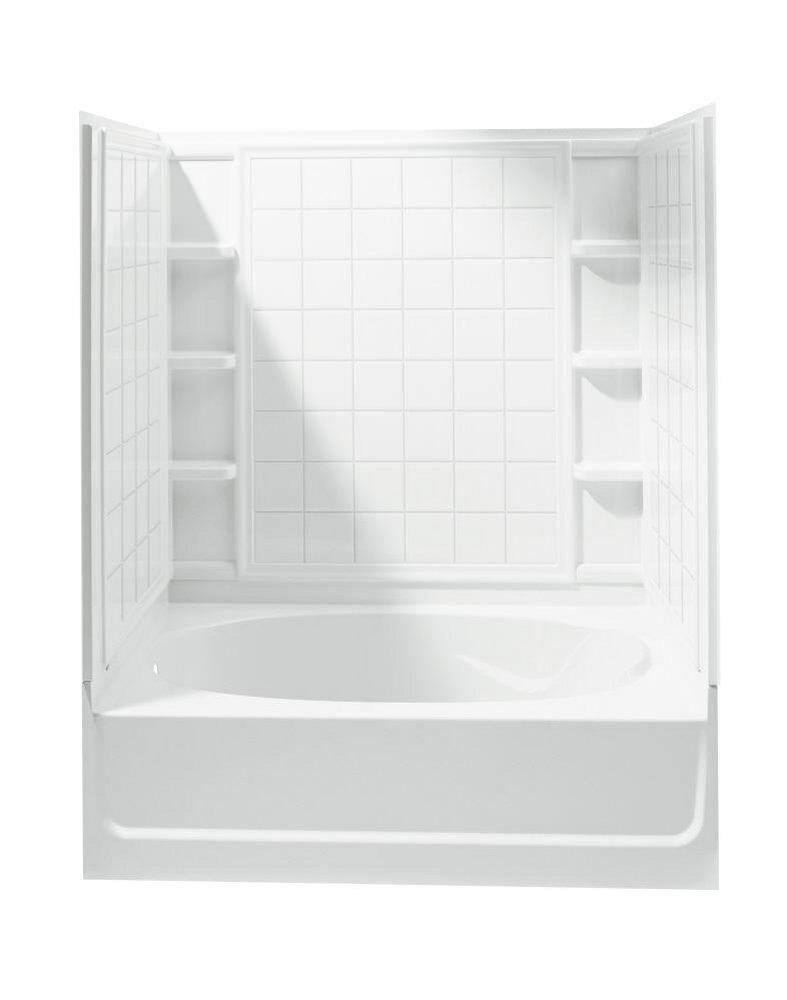 Sterling White 60 x 36 in. Vikrell Left Hand Drain Tub and Shower 