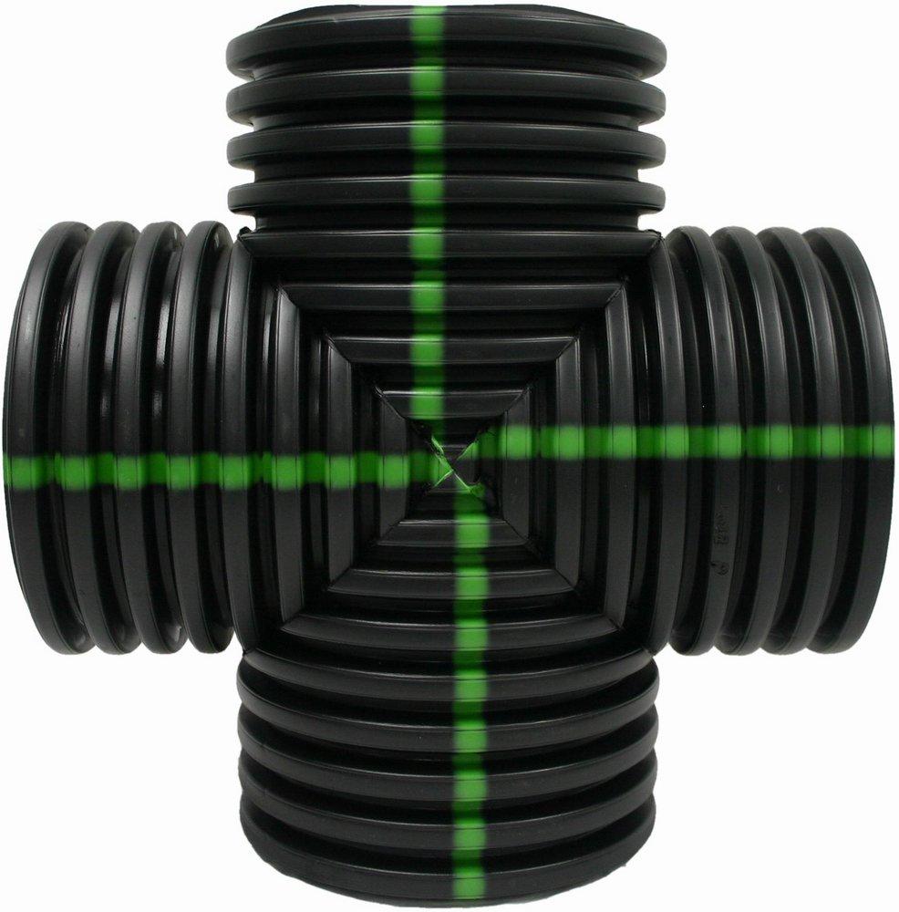 ADS&reg; Corrugated Fabricated Straight HDPE Cross Tee 