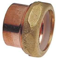 1-1/2 in. Copper DWV Street Trap Adapter w/ Brass Nut