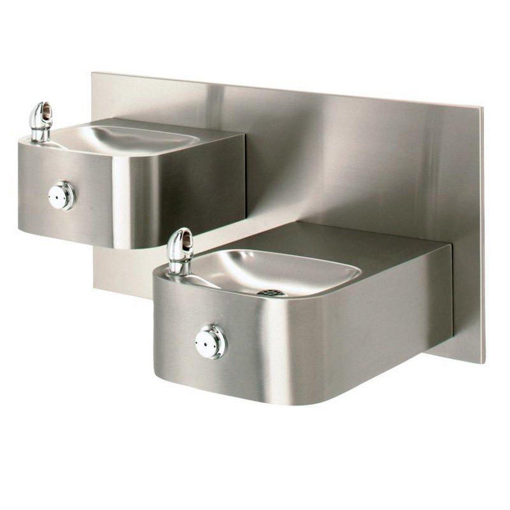Haws&reg; Satin Stainless Steel Dual Hgt Double Wall Mount Drink Fountain 