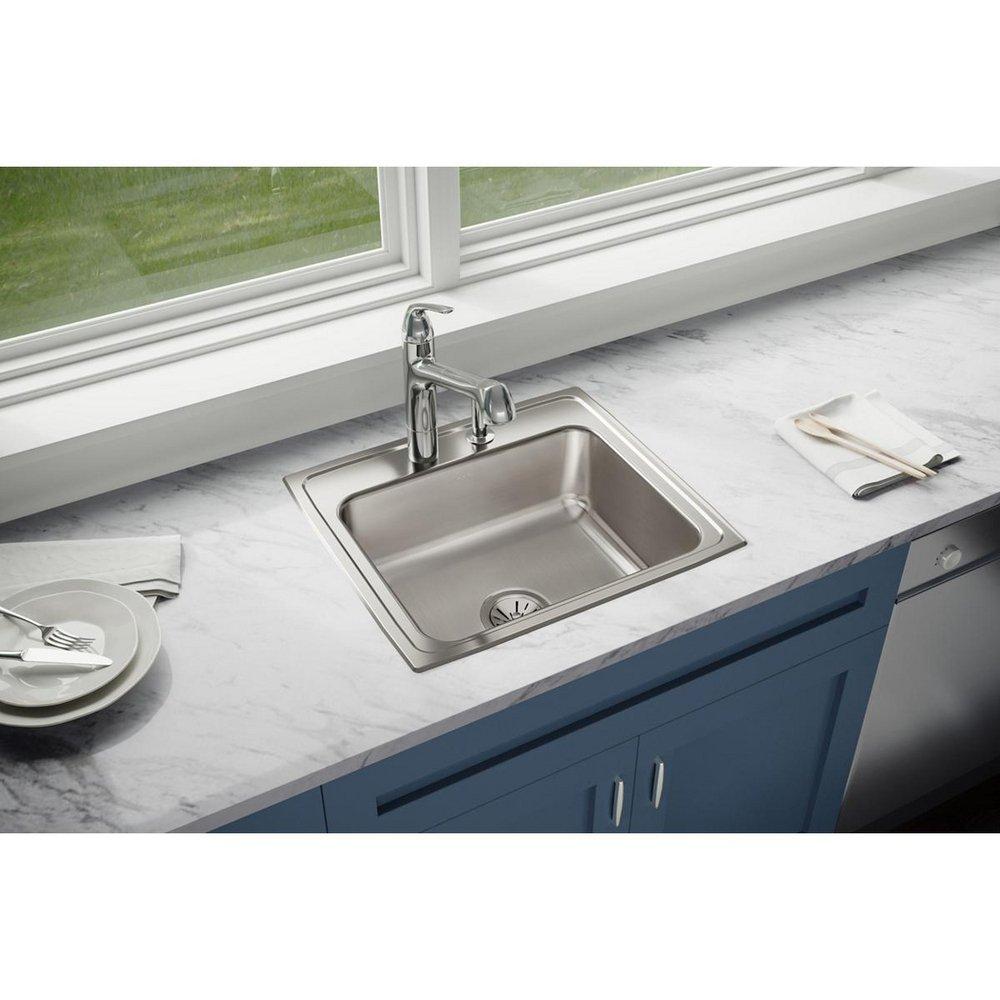 Elkay Lustrous Satin 22 x 19-1/2 in. Stainless Steel Single Bowl Drop-in Kitchen Sink in Lustrous Satin 