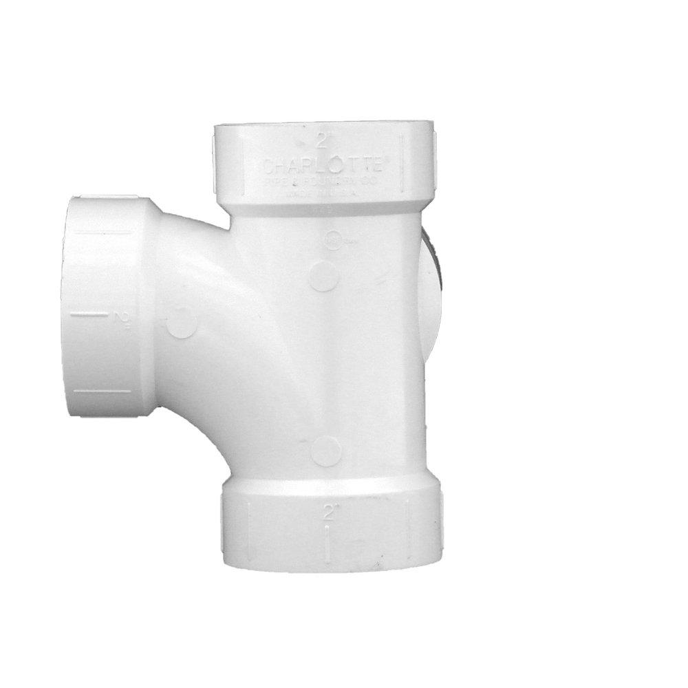 White PVC DWV Sanitary Tee with 2 