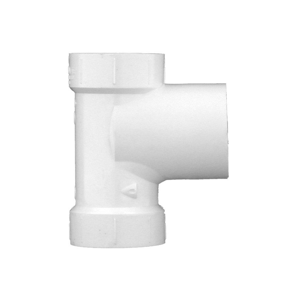 White PVC DWV Sanitary Tee with 2 