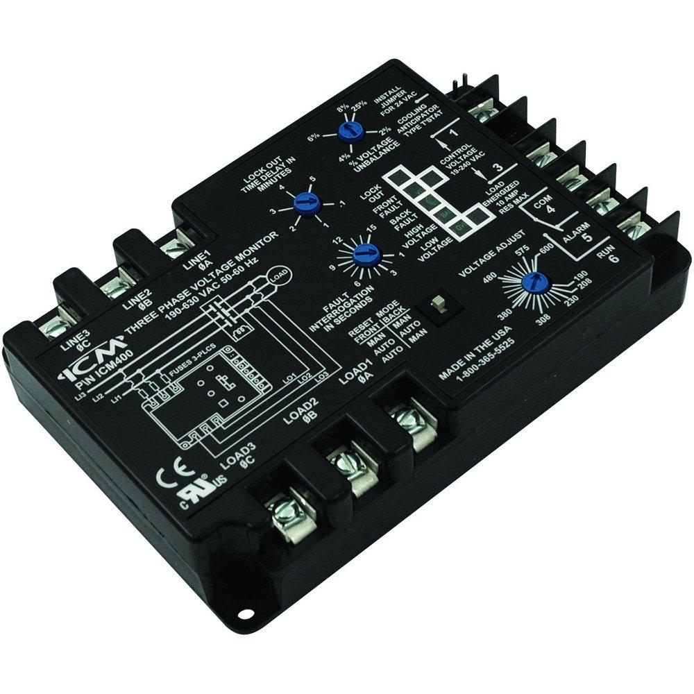 ICM Controls Three Phase Monitor Adjustable 190-630 VAC 