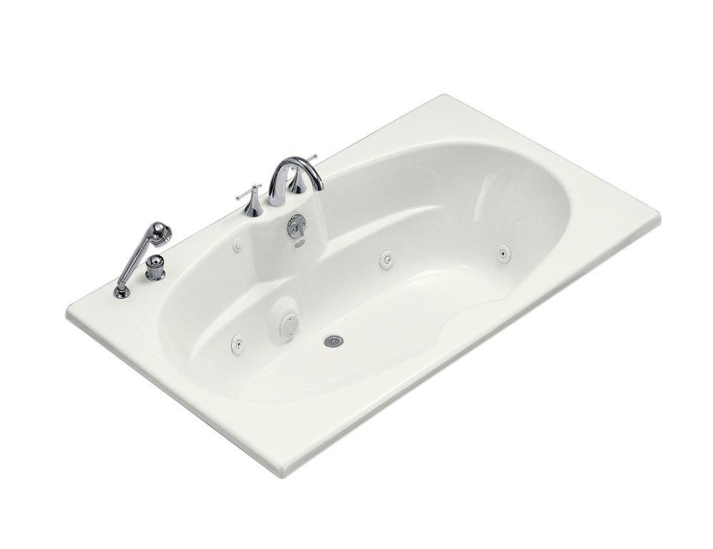 KOHLER White 72 x 42 in. Whirlpool Drop-In Bathtub with Reversible Drain 