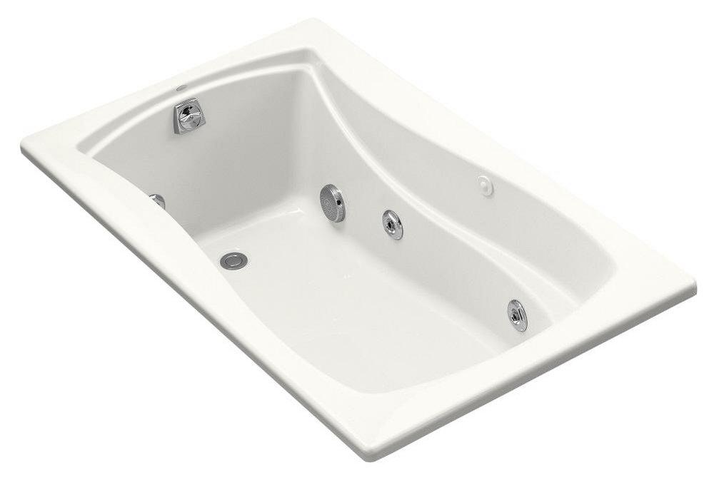 KOHLER White 60 x 36 in. 3-Wall Alcove Acrylic Rectangular Bathtub with Integral Flange, Left Hand Drain and Heater 