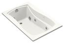 KOHLER White 60 x 36 in. 3-Wall Alcove Acrylic Rectangular Bathtub with Integral Flange, Left Hand Drain and Heater 