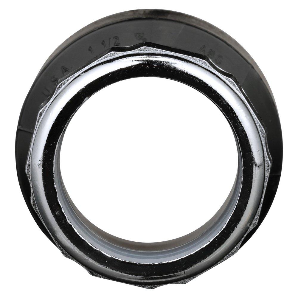 Black ABS DWV Slip Joint Female Trap Adapter with Washer & Chrome Nut 