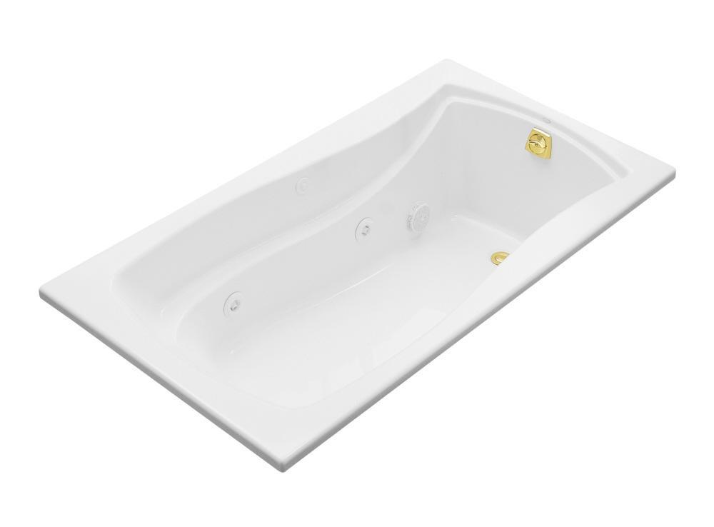 White 66 x 35-7/8 in. Thermal Air Drop-In Bathtub with Right Drain 