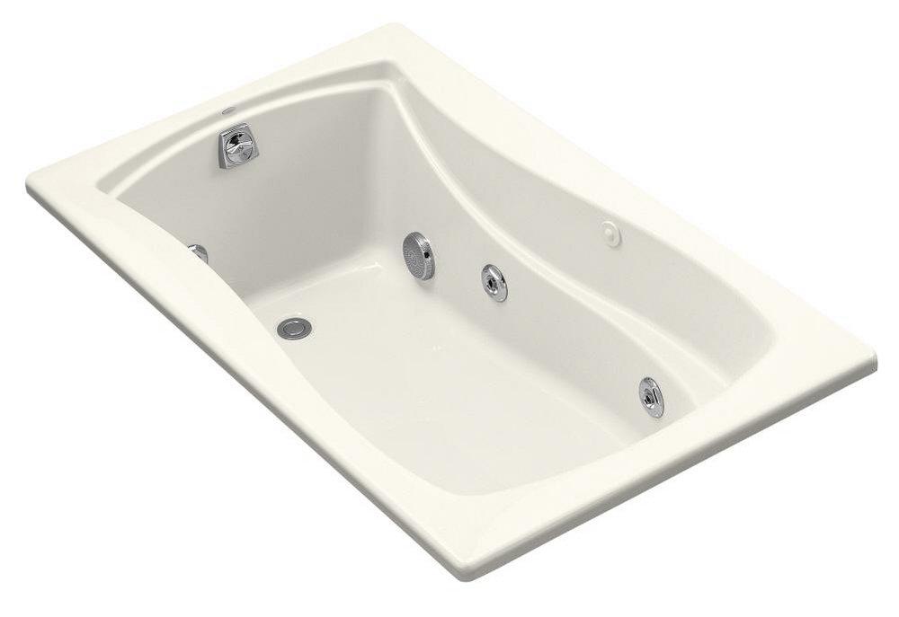 KOHLER Biscuit 60 x 36 in. 3-Wall Alcove Acrylic Rectangular Bathtub with Integral Flange, Left Hand Drain and Heater 