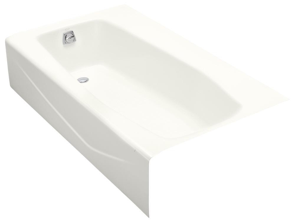 KOHLER White 60 x 34-1/4 in. Soaker Alcove Bathtub Left Drain 