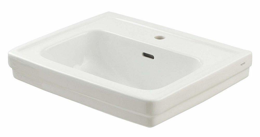 TOTO Cotton 24 x 19 in. 1-Hole 1-Bowl Vitreous China Self-Rimming and Pedestal Rectangular Lavatory Sink 