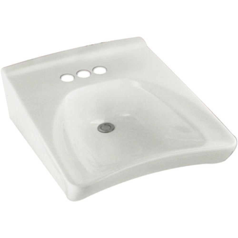 TOTO Cotton 20-1/2 x 27 in. 3 Hole 1-Bowl Wall Mount Vitreous China Rectangular Bathroom Sink 