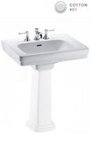 TOTO Cotton White 27-1/2 x 22-1/4 in. 3 Hole 1-Bowl Pedestal Mount Vitreous China Rectangular Bathroom Sink 