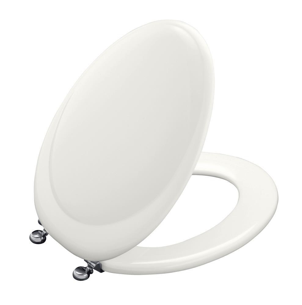 KOHLER White Elongated Toilet Seat with Hinge 