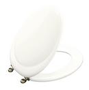 KOHLER White Elongated Closed Front Toilet Seat with Gold Hinge 