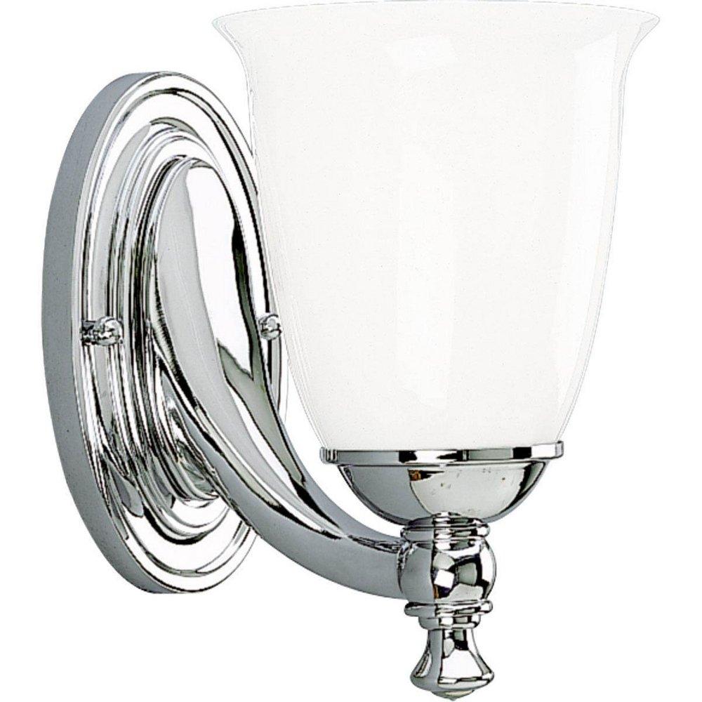 Progress Lighting Polished Chrome 5-5/8 in. 1-Light Bath Vanity with White Opal Glass Shade 