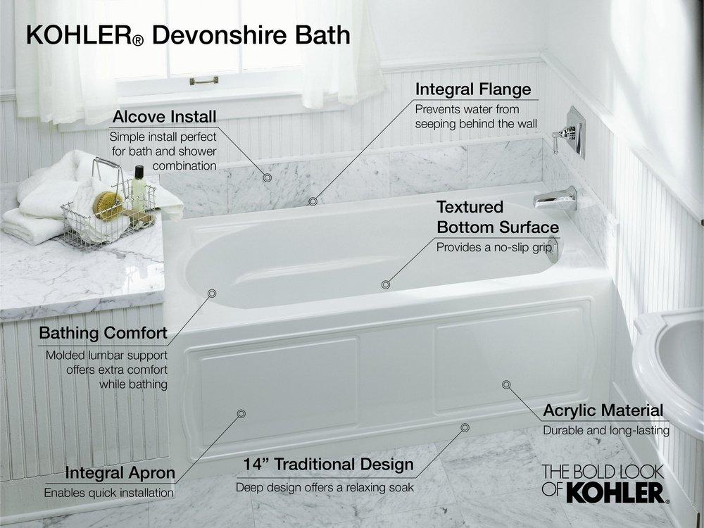 KOHLER White 60 x 32 in. Soaker Alcove Bathtub Left Drain 
