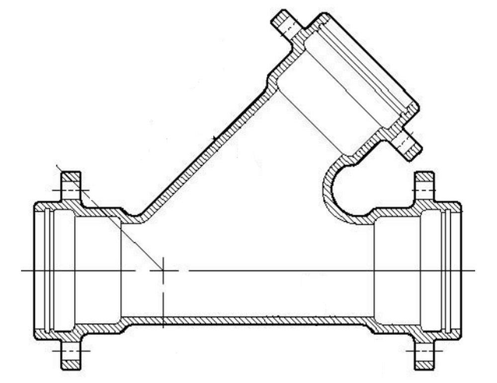 10 x 6 x 6 in. Flanged 125# Ductile Iron C110 Full Body Wye 