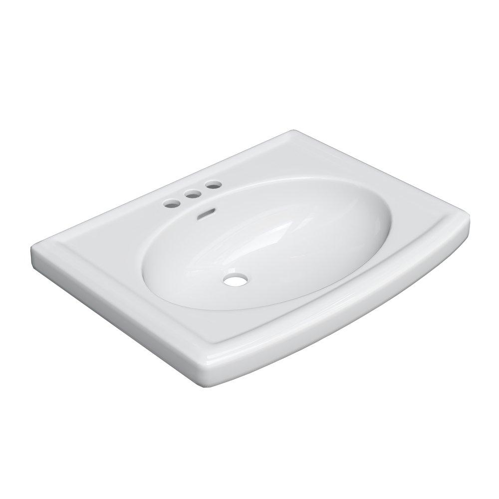 PROFLO® White 25-3/5 x 19-7/10 in. Pedestal Vessel with 4 in. Centerset Faucet Holes (Mounting Brackets Included) 