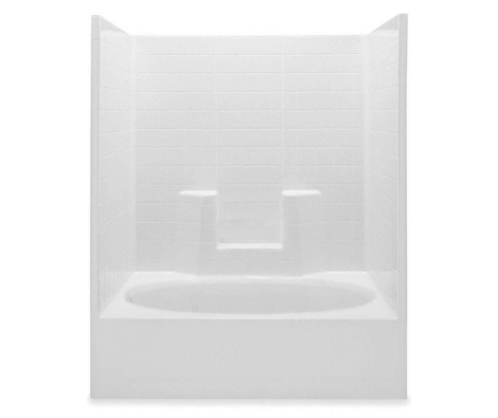 Aquatic White 60 in. Above Floor Rough Tile Tub and Shower in White 