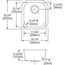 Elkay Lustrous Satin 14-1/4 x 15-3/4 in. Undermount Stainless Steel Bar Sink 