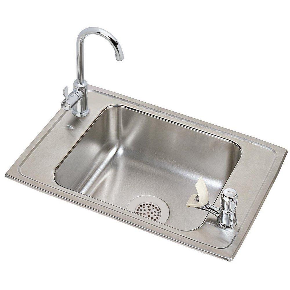 Elkay Brushed Satin Drop-In and Topmount Sink with Faucet Kit 