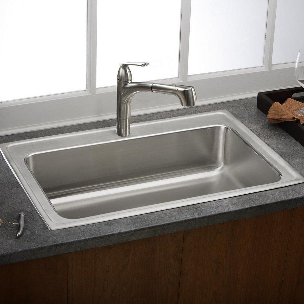 Elkay Lustrous Satin 33 x 22 in. Stainless Steel Single Bowl Drop-in Kitchen Sink in Lustrous Satin 