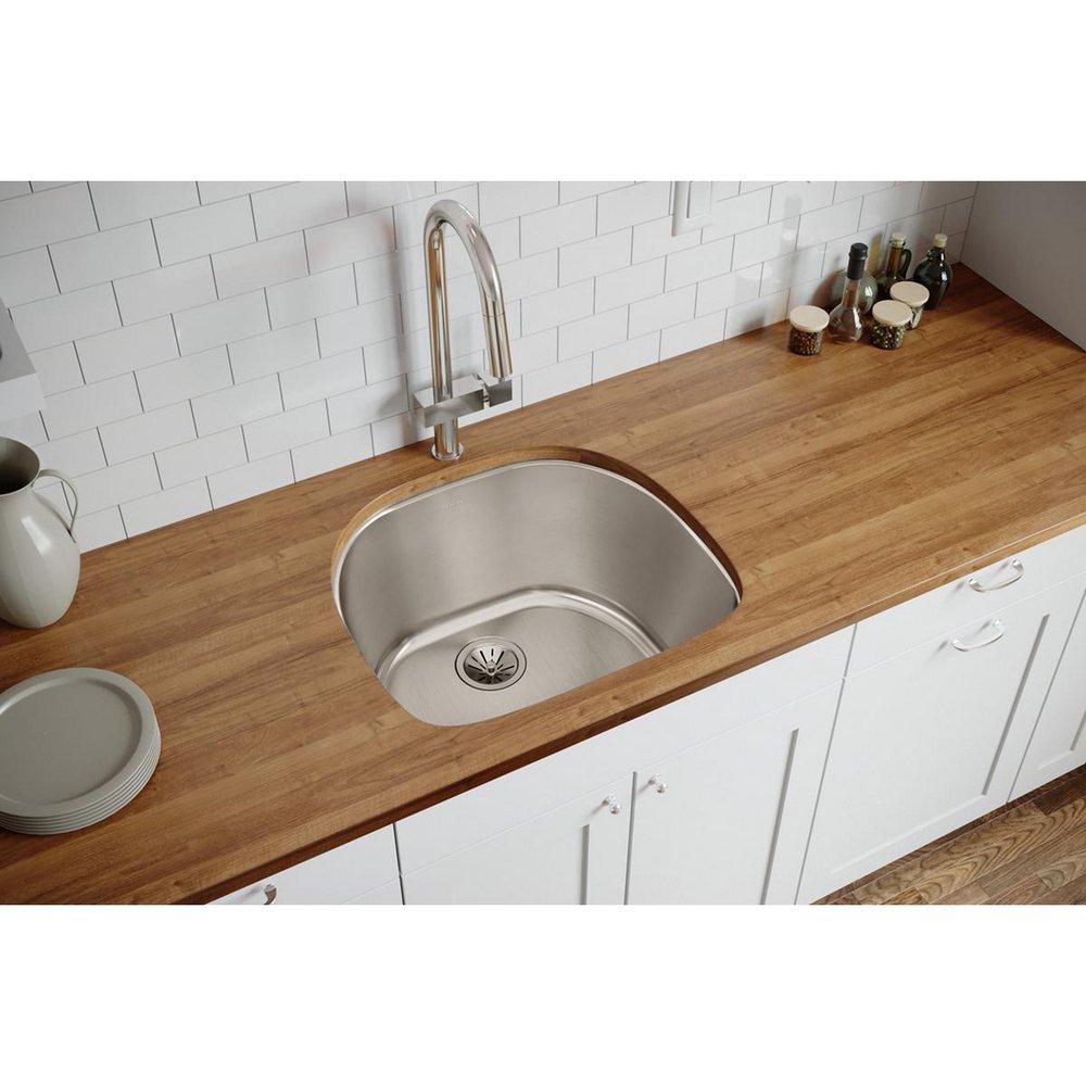 Elkay Lustrous Satin 23-5/8 x 21-1/4 in. No Hole Stainless Steel Single Bowl Undermount Kitchen Sink 