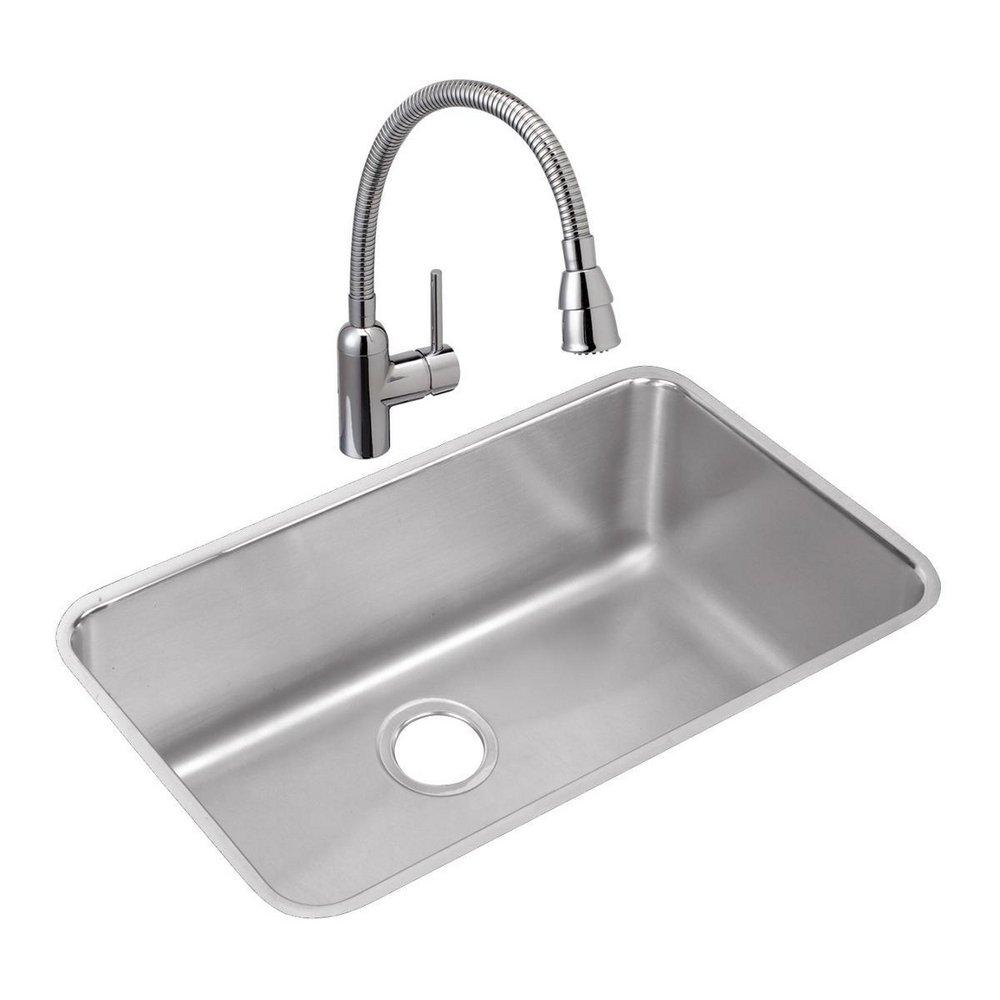Elkay Lustrous Satin 30-1/2 x 18-1/2 in. Stainless Steel Single Bowl Undermount Kitchen Sink with Sound Dampening 