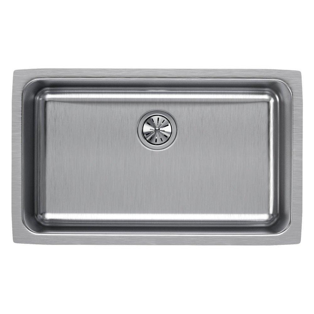 Elkay Lustrous Satin 30-1/2 x 18-1/2 in. Stainless Steel Single Bowl Undermount Kitchen Sink with Sound Dampening 