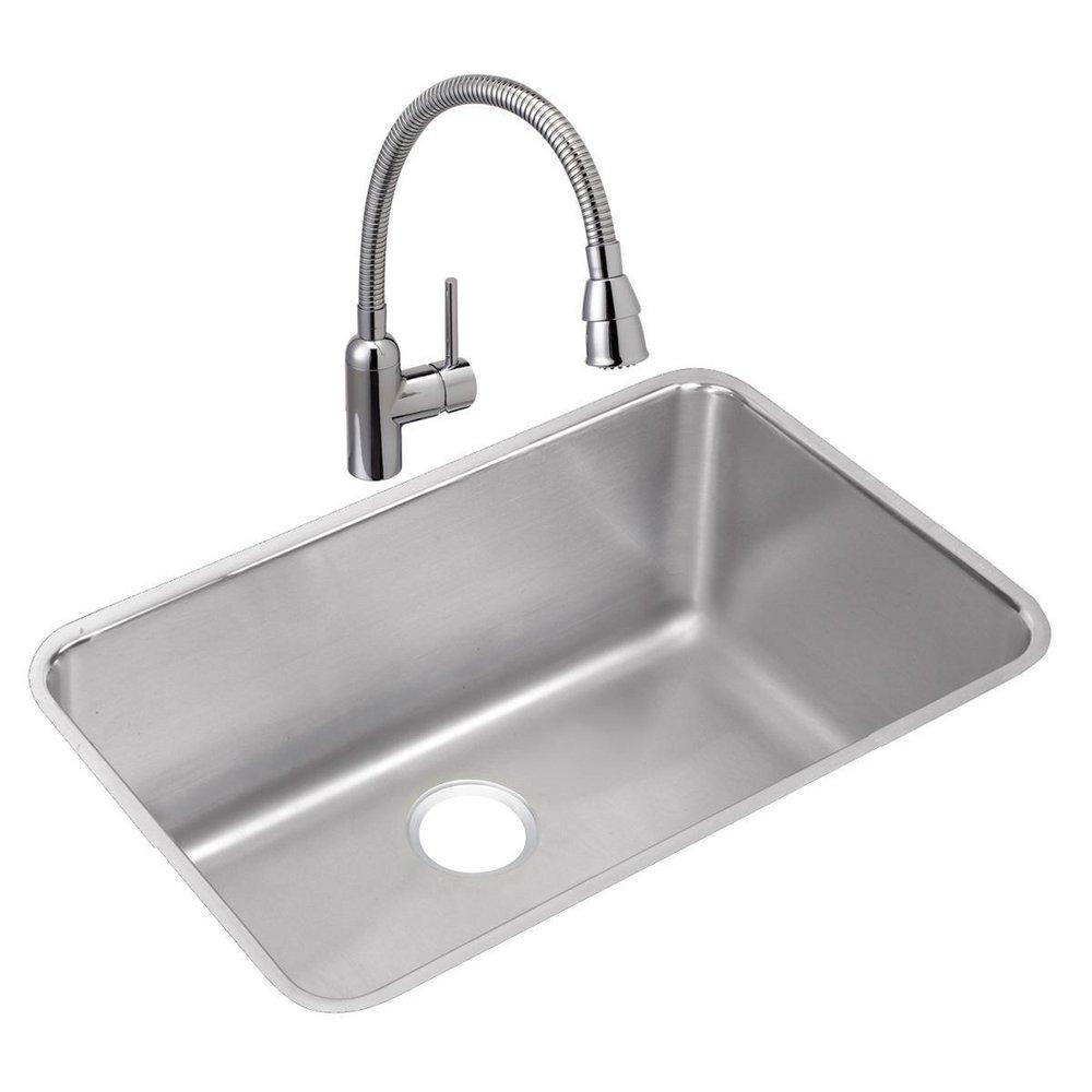 Elkay Lustrous Satin 30-1/2 x 18-1/2 in. No Hole Stainless Steel Single Bowl Undermount Kitchen Sink 