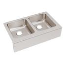 33 x 20-1/2 in. Stainless Steel Double Bowl Farmhouse Kitchen Sink with Sound Dampening in Lustrous Satin