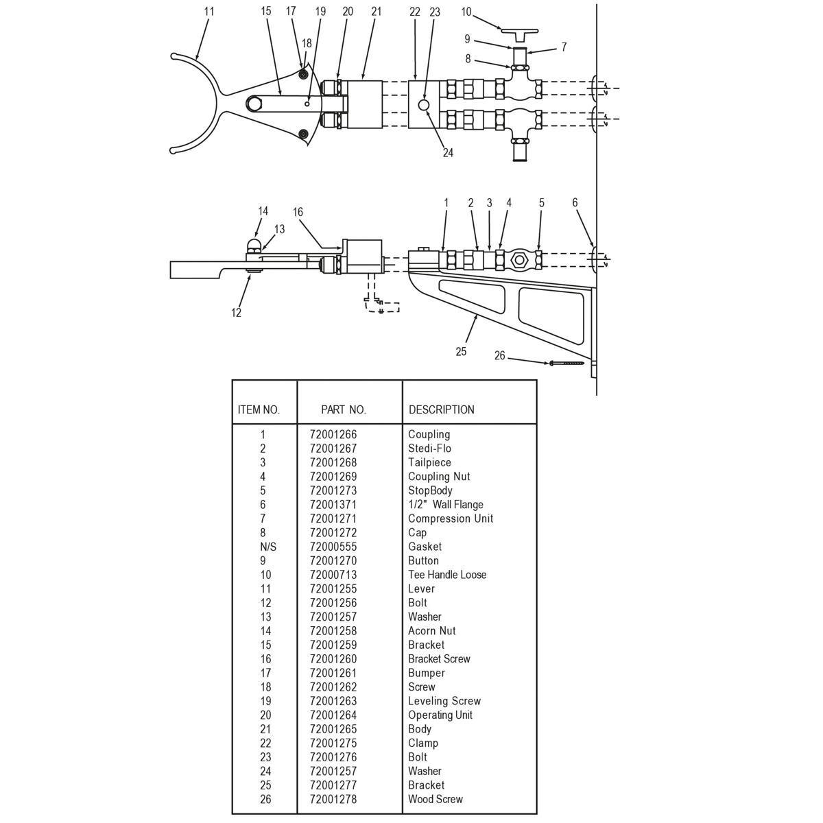 Elkay Chrome Plated 3-Hole Wall Mount Mounting Package 