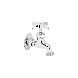 Single Cross Handle Wall Mount Service Faucet in Polished Chrome