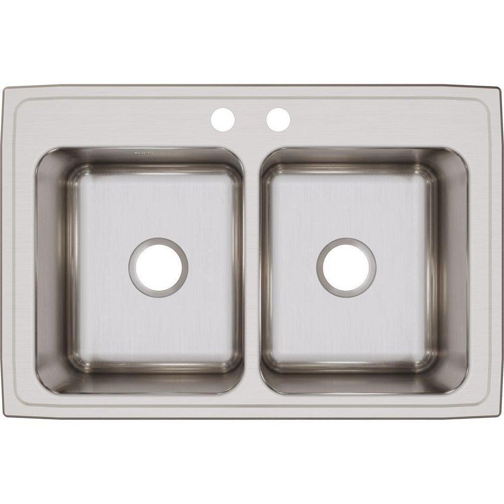 Elkay Lustrous Satin 33 x 22 in. Stainless Steel Double Bowl Drop-in Kitchen Sink in Lustrous Satin 