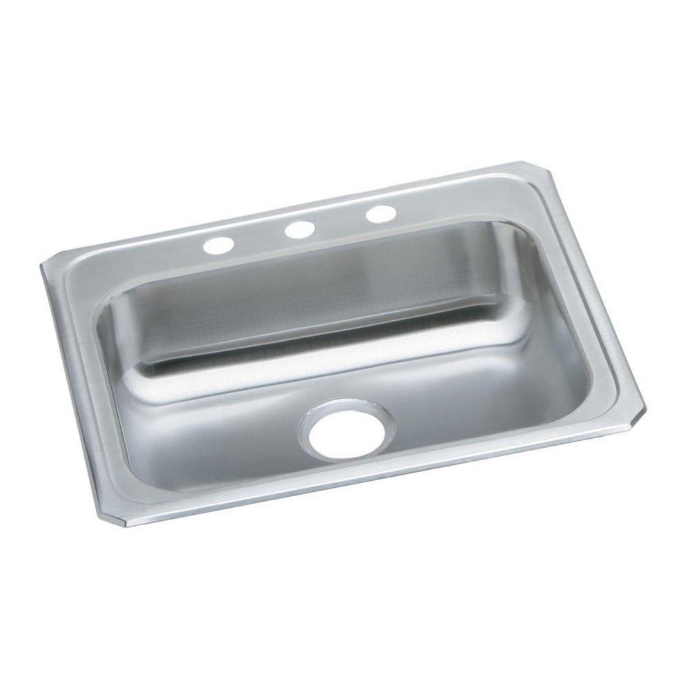 Elkay Brushed Satin 25 x 21-1/4 in. Stainless Steel Single Bowl Drop-in Kitchen Sink in Brushed Satin 