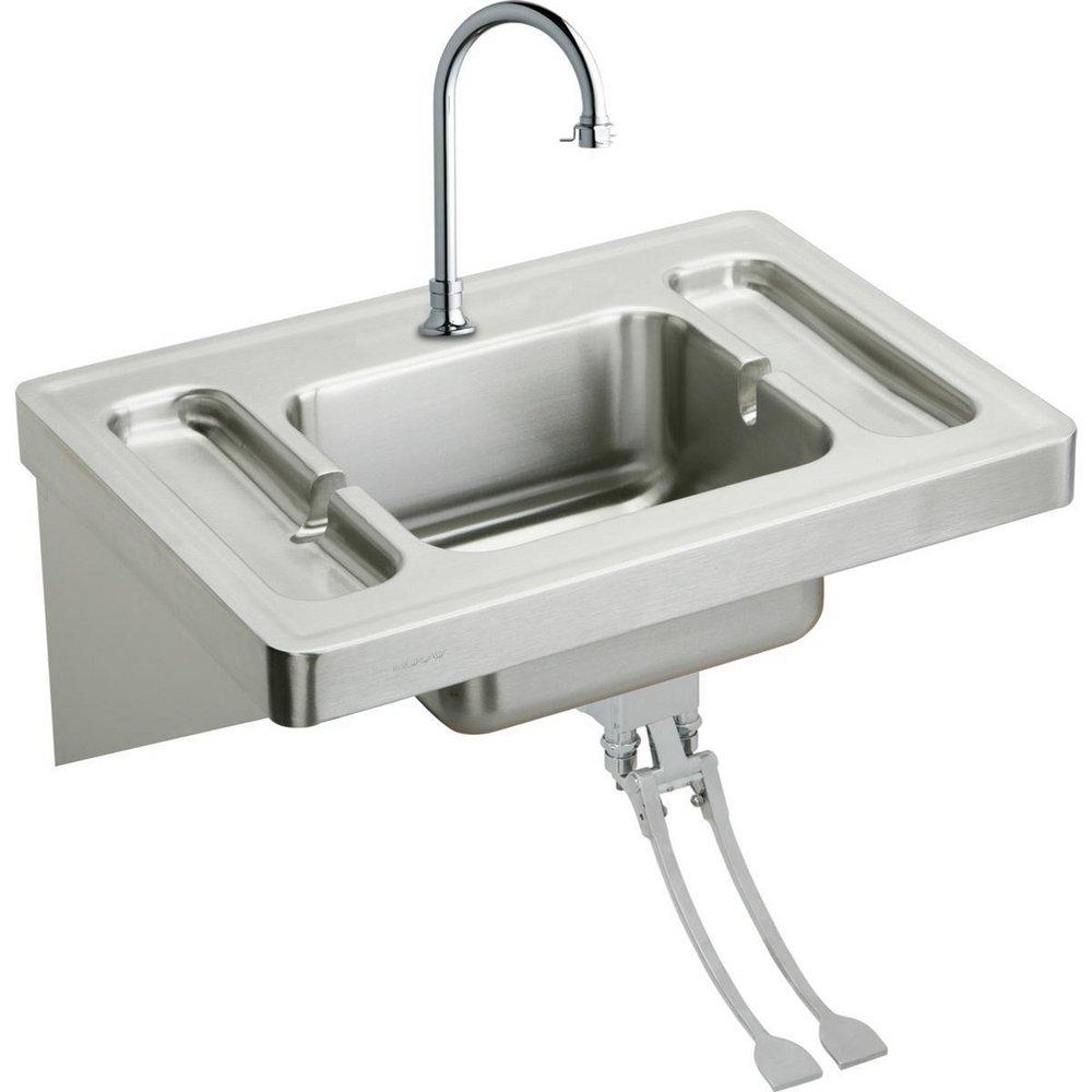 Elkay Buffed Satin 28 X 20 One Hole Single Band Wall Mount SURG Lavatory SINK Stainless Steel 