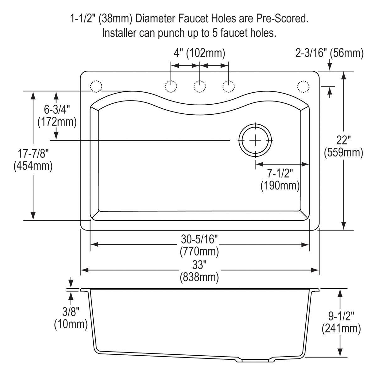 Elkay Buffed Satin 28 X 20 One Hole Single Band Wall Mount SURG Lavatory SINK Stainless Steel 