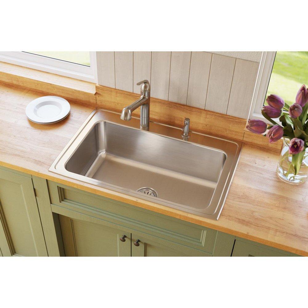 Elkay Lustrous Satin 33 x 22 in. Stainless Steel Single Bowl Drop-in Kitchen Sink in Lustrous Satin 