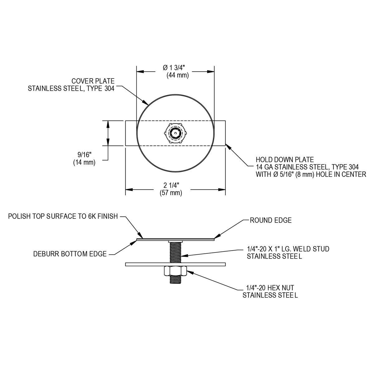 Elkay Brushed Stainless Faucet Hole Cover 